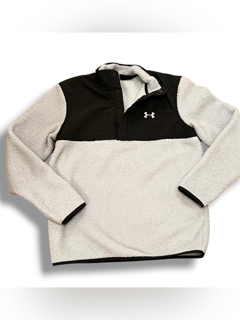 Under Armour Women’s M Sweater Fleece Pile Golf Pull Over Snap Neck Lt Blue Gray